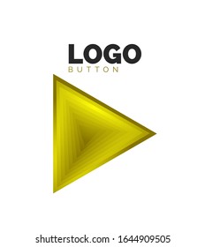 Triangle icon geometric logo template. Minimal geometrical design, 3d geometric bold symbol in relief style with color blend steps effect. Vector Illustration For Button, Banner, Background, landing