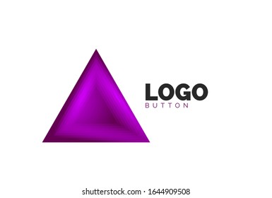Plantilla de logotipo geométrico del icono del triángulo. Diseño geométrico mínimo, símbolo de negrita geométrica 3d en estilo de relieve con efecto de fusión de colores. Ilustración de vectores para botones, pancartas, fondo, aterrizaje