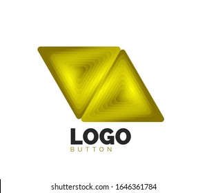 Modelo de logotipo geométrico de ícone de triângulo. Design geométrico mínimo, símbolo de negrito geométrico 3d em estilo de relevo com efeito de etapas de mistura de cores. Ilustração De Vetor Para Botão, Faixa, Plano De Fundo, Destino