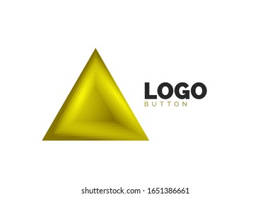 Plantilla de logotipo geométrico del icono del triángulo. Diseño geométrico mínimo, símbolo de negrita geométrica 3d en estilo de relieve con efecto de fusión de colores. Ilustración de vectores para botones, pancartas, fondo, aterrizaje