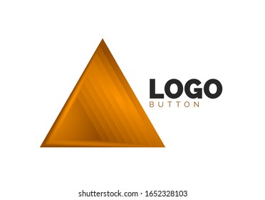 Triangle icon geometric logo template. Minimal geometrical design, 3d geometric bold symbol in relief style with color blend steps effect. Vector Illustration For Button, Banner, Background, landing