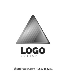 Plantilla de logotipo geométrico del icono del triángulo. Diseño geométrico mínimo, símbolo de negrita geométrica 3d en estilo de relieve con efecto de fusión de colores. Ilustración de vectores para botones, pancartas, fondo, aterrizaje