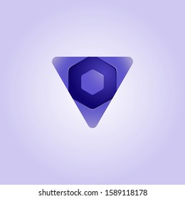 triangle icon with hexagon button for technology