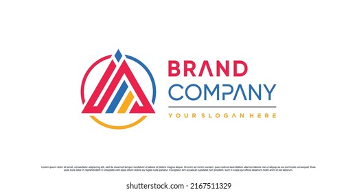 Triangle icon letter a logo design inspiration for business with circle concept Premium Vector