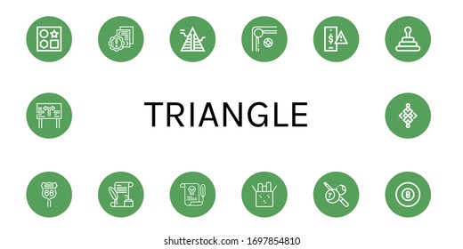 triangle icon set. Collection of Shapes, Error, Pyramid, Billiard, Risk, Road sign, Letter, Reuse, Abstract icons