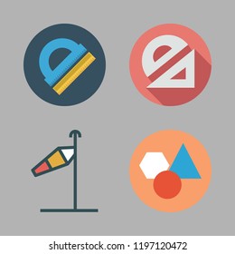triangle icon set. vector set about wind sign, protractor and geometry icons set.