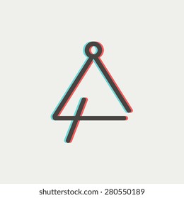 Triangle icon thin line for web and mobile, modern minimalistic flat design. Vector icon with dark grey outline and offset colour on light grey background.