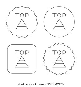 Triangle icon. Top or best result sign. Success symbol. Flat circle, star and emblem buttons. Labels design. Vector