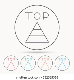 Triangle icon. Top or best result sign. Success symbol. Linear circle icons.