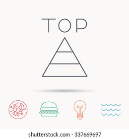 Triangle icon. Top or best result sign. Success symbol. Global connect network, ocean wave and burger icons. Lightbulb lamp symbol.