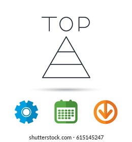 Triangle icon. Top or best result sign. Success symbol. Calendar, cogwheel and download arrow signs. Colored flat web icons. Vector