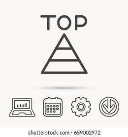 Triangle icon. Top or best result sign. Success symbol. Notebook, Calendar and Cogwheel signs. Download arrow web icon. Vector