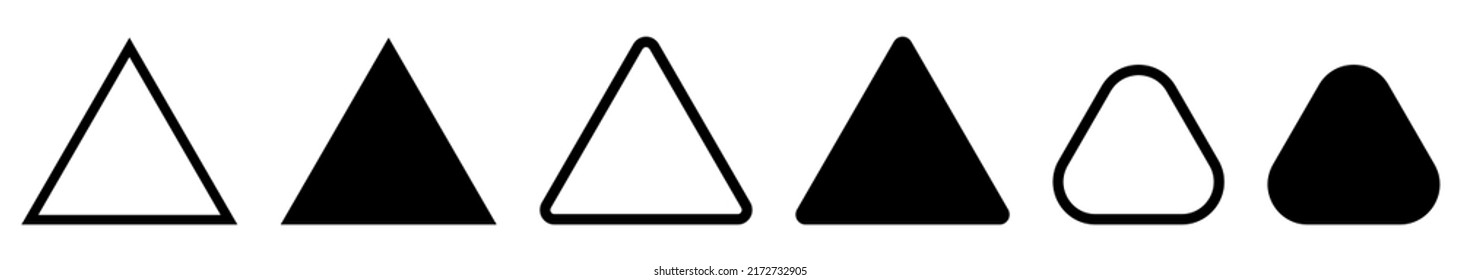 Triangle icons set. Flat and line art style. Vector illustration
