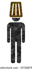 Triangle Idiot Man Polygonal Symbol Illustration. Idiot Man Lowpoly Icon Is Filled With Triangles. Flat Filled Geometric Mesh Symbol Based On Idiot Man Icon.