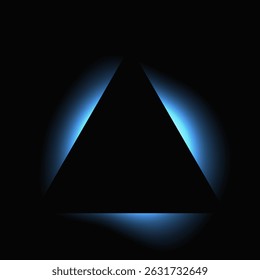 Triangle illuminate frame with gradient. Blue triangle neon banner isolated on black background. Vector illustration
