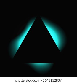 Triângulo ilumina quadro com gradiente. Banner de neon triângulo azul isolado no plano de fundo preto. Ilustração vetorial
