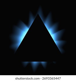 Triangle illuminate frame with gradient. Blue triangle neon banner isolated on black background. Vector illustration
