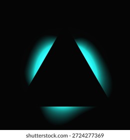 Triângulo ilumina quadro com gradiente. Banner de neon triângulo azul isolado no plano de fundo preto. Ilustração vetorial