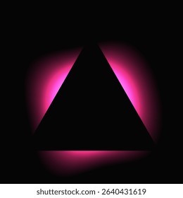 Triangle illuminate frame with gradient. Pink triangle neon banner isolated on black background. Vector illustration