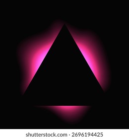 Marco de iluminación triangular con gradiente. Anuncio de neón triángulo rosa aislado sobre fondo negro. Ilustración vectorial