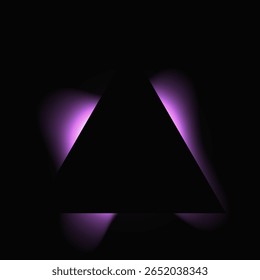 Triângulo ilumina quadro com gradiente. Banner de neon triângulo roxo isolado no plano de fundo preto. Ilustração vetorial