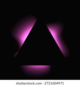 Triângulo ilumina quadro com gradiente. Banner de neon triângulo roxo isolado no plano de fundo preto. Ilustração vetorial