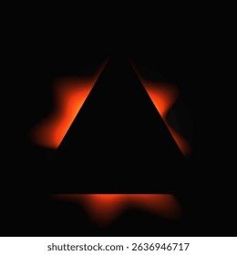 Triangle illuminate frame with gradient. Red triangle neon banner isolated on black background. Vector illustration