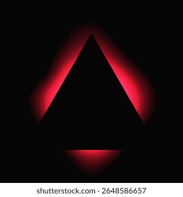Triângulo ilumina quadro com gradiente. Banner de neon triângulo vermelho isolado no fundo preto. Ilustração vetorial