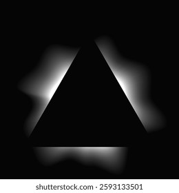 Triangle illuminate frame with gradient. White triangle neon banner isolated on black background. Vector illustration