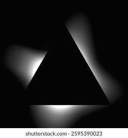 Triangle illuminate frame with gradient. White triangle neon banner isolated on black background. Vector illustration