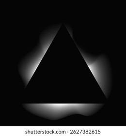 Triângulo ilumina quadro com gradiente. Banner de neon triângulo branco isolado no fundo preto. Ilustração vetorial