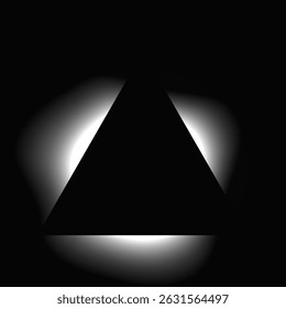 Triangle illuminate frame with gradient. White triangle neon banner isolated on black background. Vector illustration