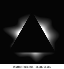 Triangle illuminate frame with gradient. White triangle neon banner isolated on black background. Vector illustration