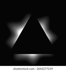 Triângulo ilumina quadro com gradiente. Banner de neon triângulo branco isolado no fundo preto. Ilustração vetorial