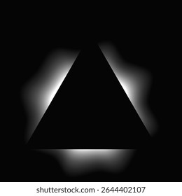 Triângulo ilumina quadro com gradiente. Banner de neon triângulo branco isolado no fundo preto. Ilustração vetorial