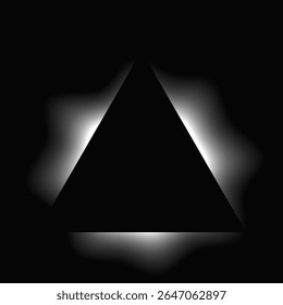 Triângulo ilumina quadro com gradiente. Banner de neon triângulo branco isolado no fundo preto. Ilustração vetorial