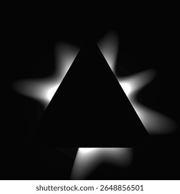 Triângulo ilumina quadro com gradiente. Banner de neon triângulo branco isolado no fundo preto. Ilustração vetorial