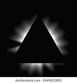 Triângulo ilumina quadro com gradiente. Banner de neon triângulo branco isolado no fundo preto. Ilustração vetorial