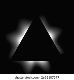 Triângulo ilumina quadro com gradiente. Banner de neon triângulo branco isolado no fundo preto. Ilustração vetorial