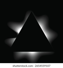Triangle illuminate frame with gradient. White triangle neon banner isolated on black background. Vector illustration