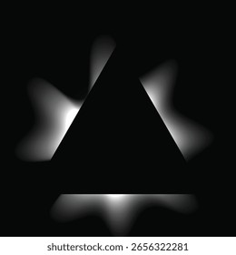 Triângulo ilumina quadro com gradiente. Banner de neon triângulo branco isolado no fundo preto. Ilustração vetorial