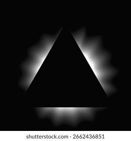 Triangle illuminate frame with gradient. White triangle neon banner isolated on black background. Vector illustration