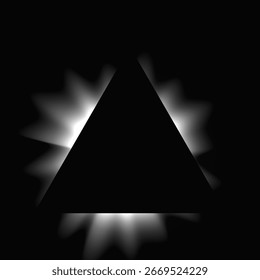 Marco de iluminación triangular con gradiente. Anuncio de neón triángulo blanco aislado sobre fondo negro. Ilustración vectorial