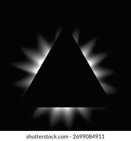 Triângulo ilumina quadro com gradiente. Banner de neon triângulo branco isolado no fundo preto. Ilustração vetorial