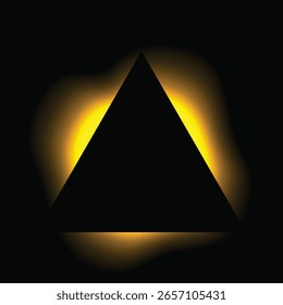 Triangle illuminate frame with gradient. Yellow triangle neon banner isolated on black background. Vector illustration