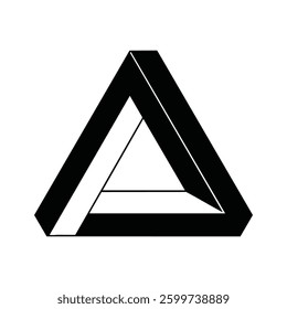 Triangle illusion black stripes create an impossible shape in perspective