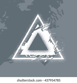 Triangle illustration. Vector art. Grunge graphic style. Dotwork and blackwork tattoo technique.
