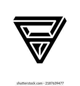 triangle impossible geometric shape glyph icon vector. triangle impossible geometric shape sign. isolated symbol illustration