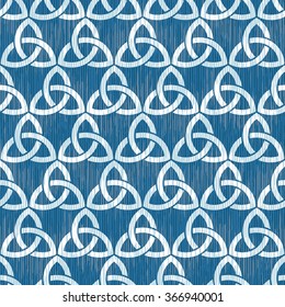 Triangle indigo fret lattice pattern seamless vector background tile
 
