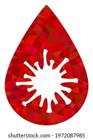 Triangle infected blood drop polygonal icon illustration. Infected Blood Drop lowpoly icon is filled with triangles. Flat filled abstract mesh symbol based on infected blood drop icon.